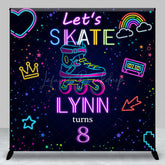 Lofaris Neon Skate Sport Custom Name 8th Birthday Backdrop